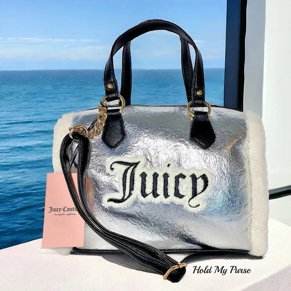 Juicy Couture Handbags - Juicy Couture Shear Genius Metallic Silver Foil Satchel Bag NWT